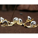 Rustic Snail Shape Incense Burner Stick Cone Censer Plate Retro Holder -Gold