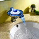 Waterfall Sensor Faucet Glass LED Spout Bathroom Basin Sink Faucet Mixer Tap