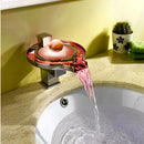 Waterfall Sensor Faucet Glass LED Spout Bathroom Basin Sink Faucet Mixer Tap