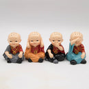 4Pieces Resin Little Expression Monk Figurine Fairy Garden DIY Landscaping Craft