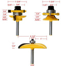 3 Pieces 1/4" Shank Cove Raised Panel and Round Rail & Stile Router Bit Set