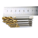 5 pieces Titanium Spiral Fluted Taps M3 M4 M5 M6 M8 High Speed Steel 6542