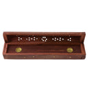Traditional Wooden Hollow Out Incense Stick & Cone Ash Holder Storage Box