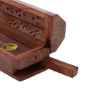 Traditional Wooden Hollow Out Incense Stick & Cone Ash Holder Storage Box