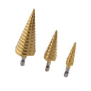 3 Pieces HSS Spiral Cone Drill Titanium Bit Set Hole Metal Wood Cutters Kit