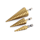 3 Pieces HSS Spiral Cone Drill Titanium Bit Set Hole Metal Wood Cutters Kit