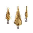 Set Of 3 Pieces HSS Spiral Cone Drill Titanium Bits Hole Metal Wood Cutters