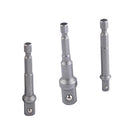 Socket Bit Adapter Drill Nut Driver 1/4" 3/8" 1/2" Power Extension Bar Set