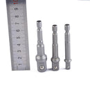 Socket Bit Adapter Drill Nut Driver 1/4" 3/8" 1/2" Power Extension Bar Set