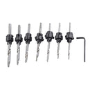 7 Pieces HSS Tapered Drill & Countersink Bit Wood Hole DIY Tool Woodworking