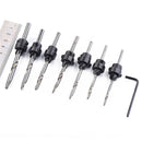 7 Pieces HSS Tapered Drill & Countersink Bit Wood Hole DIY Tool Woodworking