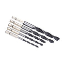 5 Pieces Hexagonal Shank Three Sharp Carpenter Woodworking Drill 4-10mm HSS Twist Drill Bits Set