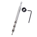 9.5mm HSS Hexagonal Handle Oblique Hole Twist Step Drill Bit Guide with Depth Stop Collar for Woodworking Processing