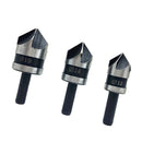 3Pcs 5 Flutes Countersink Drill Bit Set Round Shank 90Â° End Chamfer DIY Woodworking Debur Tools 12/16/19mm
