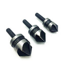 3Pcs 5 Flutes Countersink Drill Bit Set Round Shank 90Â° End Chamfer DIY Woodworking Debur Tools 12/16/19mm