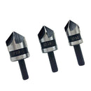 3Pcs 5 Flutes Countersink Drill Bit Set Round Shank 90Â° End Chamfer DIY Woodworking Debur Tools 12/16/19mm