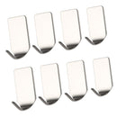 A Set of 8 Pieces Self-adhesive Sticky Hooks Wall Storage Hanger Silver Stainless Steel Metal