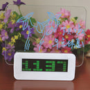 LED Digital Alarm Clock Luminous Fluorescent Message Memo Board Backlight with Highlighter