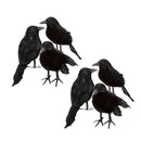 6 Pieces Black Feathered Small Crows Birds Ravens for Halloween Decoration