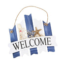 Nautical Decor Wooden Hanging Plaque WELCOME Sign for Shop Cafe Door - Fence Shaped