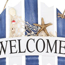 Nautical Decor Wooden Hanging Plaque WELCOME Sign for Shop Cafe Door - Fence Shaped