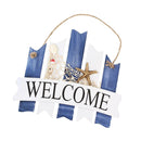 Nautical Decor Wooden Hanging Plaque WELCOME Sign for Shop Cafe Door - Fence Shaped