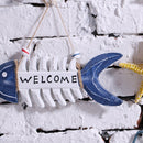 Wooden Wall Decorative Plaque Shabby Chic Hanging Sign WELCOME Board - Fish