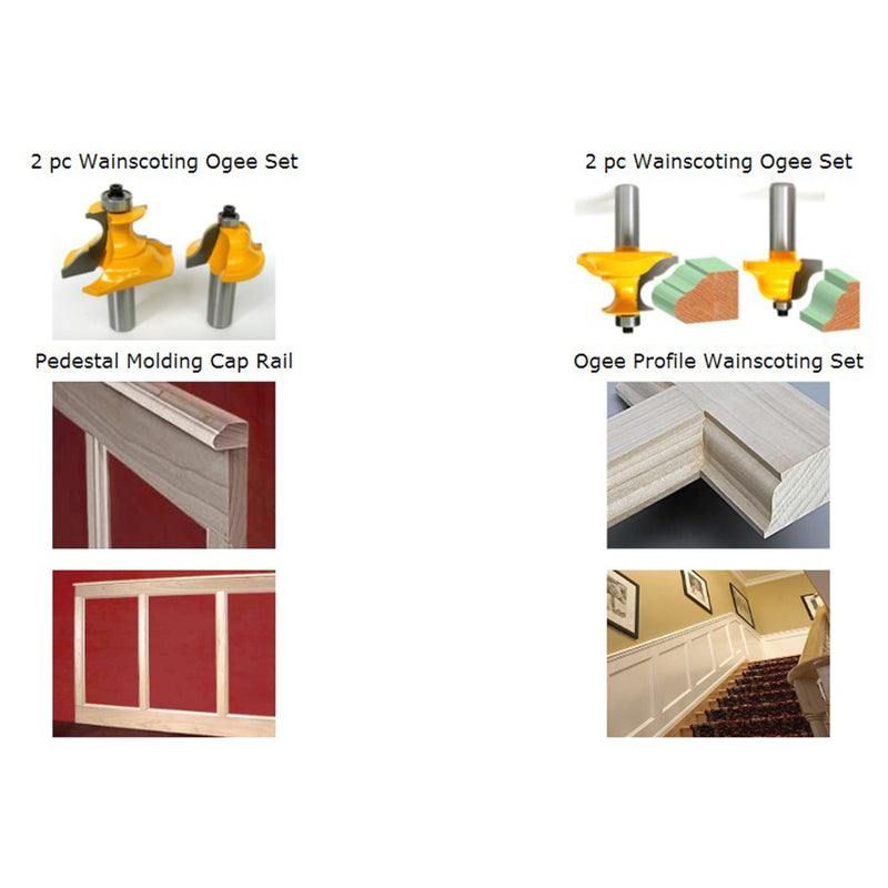Roman Ogee & Pedestal Edging Router Bit - 2 Bits Set -1/2'' Shank Cutter