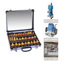 35 Router Bit Set - 1/4" Carbide Bits Kit Quarter Inch Shank Aluminum Case