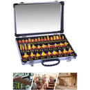 35 Router Bit Set - 1/4" Carbide Bits Kit Quarter Inch Shank Aluminum Case