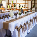 Hessian Burlap Chair Sash with Lace Stitched Edge Pew Bows Shabby Chic Wedding