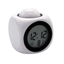 Digital Projection Alarm Clock with LED Desk Clock LCD Display Voice Broadcast Function Temperature Calendar Time 12hr and 24hr Display