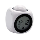 Digital Projection Alarm Clock with LED Desk Clock LCD Display Voice Broadcast Function Temperature Calendar Time 12hr and 24hr Display