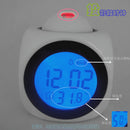 Digital Projection Alarm Clock with LED Desk Clock LCD Display Voice Broadcast Function Temperature Calendar Time 12hr and 24hr Display