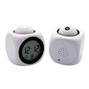 Digital Projection Alarm Clock with LED Desk Clock LCD Display Voice Broadcast Function Temperature Calendar Time 12hr and 24hr Display