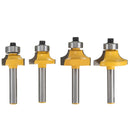 1/4'' Shank Round Over Router Bit Set 1/2'', 3/8'', 1/4'', 1/8'' Radius Wood Cutting Tool
