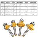 1/4'' Shank Round Over Router Bit Set 1/2'', 3/8'', 1/4'', 1/8'' Radius Wood Cutting Tool