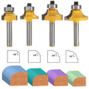 1/4'' Shank Round Over Router Bit Set 1/2'', 3/8'', 1/4'', 1/8'' Radius Wood Cutting Tool