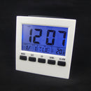Digital Alarm Clock Weather Thermometer Temperature Time Date Calendar and Large Night Lighting LCD Screen Displaying