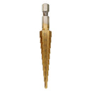 Titanium Step Cone Drill Bit - High Speed Steel, Metric 3-12mm, 1/4" SH, Cone Hole Cutter
