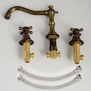 Bronze Two Handles Three Holes Bathroom Sink Faucet Cold & Hot Mixed Rotate Water Faucet