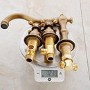 Bronze Two Handles Three Holes Bathroom Sink Faucet Cold & Hot Mixed Rotate Water Faucet