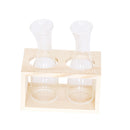 Set of 2 Clear Glass Jars on Wooden Tray Utensils Organizer Flower Vases Home Tabletop Decor