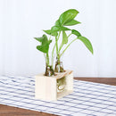 Set of 2 Clear Glass Jars on Wooden Tray Utensils Organizer Flower Vases Home Tabletop Decor