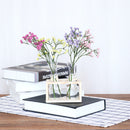 Set of 2 Clear Glass Jars on Wooden Tray Utensils Organizer Flower Vases Home Tabletop Decor