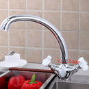 Modern Copper Bathroom Kitchen Sink Faucet Dual Handles Hot and Cold Mixer Tap Rotating Spout Single Hole Tap