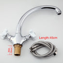 Modern Copper Bathroom Kitchen Sink Faucet Dual Handles Hot and Cold Mixer Tap Rotating Spout Single Hole Tap