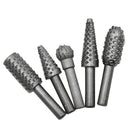 5 Pieces 1/4 Shank Rotary File Rasp Carbide Burrs Wood Carving Bits Set Woodworking