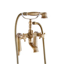 Antique Brass Cross Handle Bath Filler Mixer Taps Bathtub Shower Faucet Kit