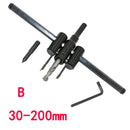 30-200mm Adjustable Metal Wood Circle Hole Cutter Saw Drill Bit Kit, Heavy Duty Wood Hole Saw Circle Cutter, Wood Working Twist Hole DIY Tools for Woodworking